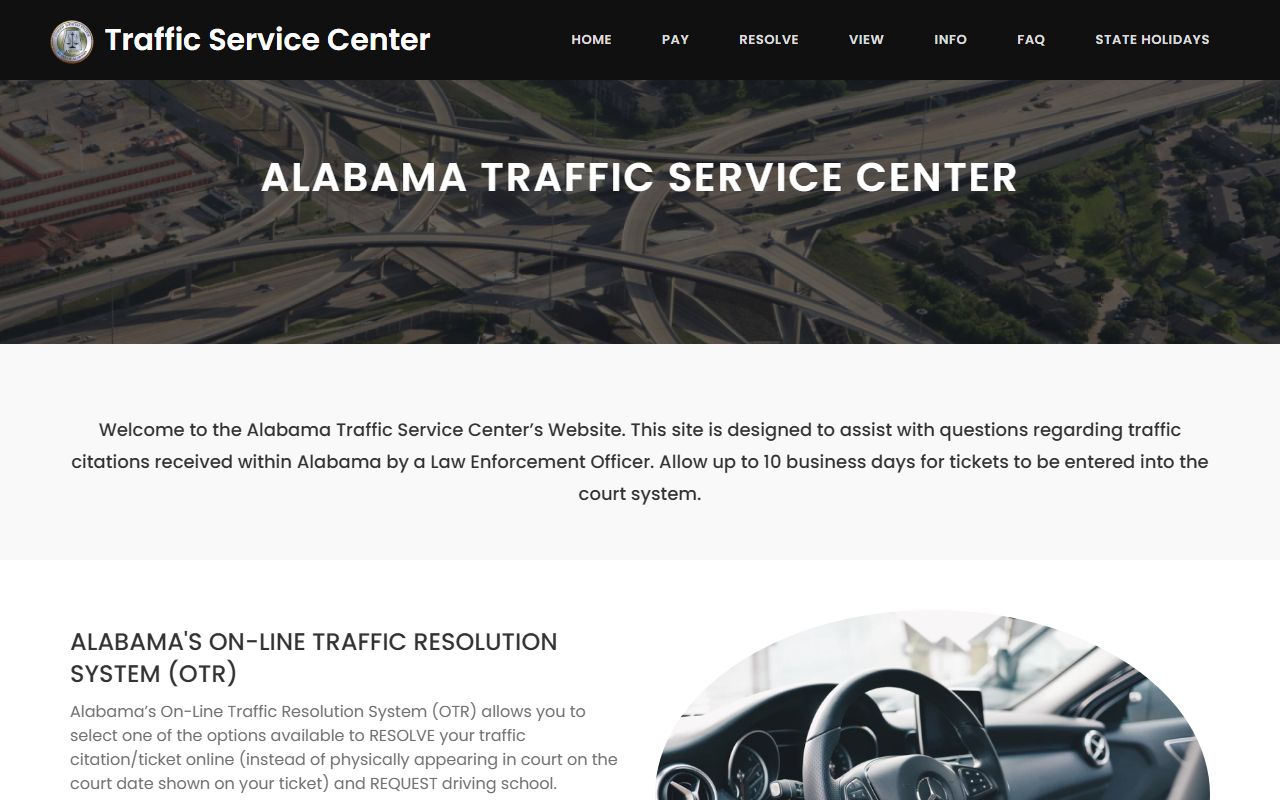 Alabama traffic ticket information site Mobile County district court