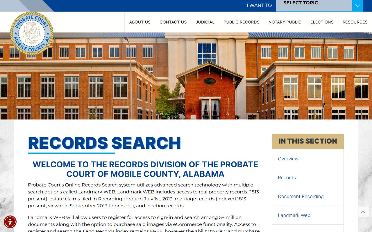 Mobile County Probate Court records search Mobile County probate records