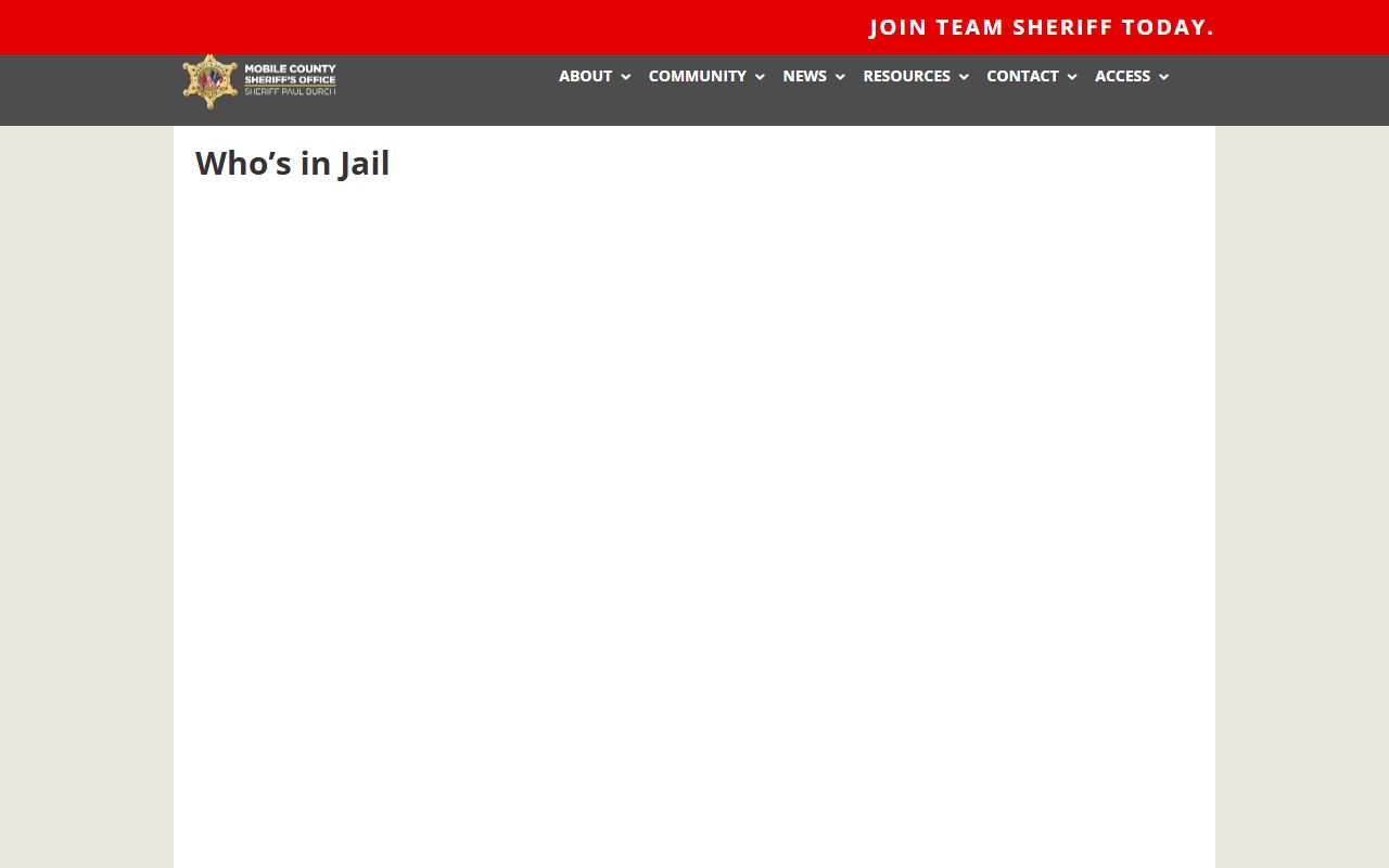 Mobile County Sheriff who's in jail page Mobile County inmate records