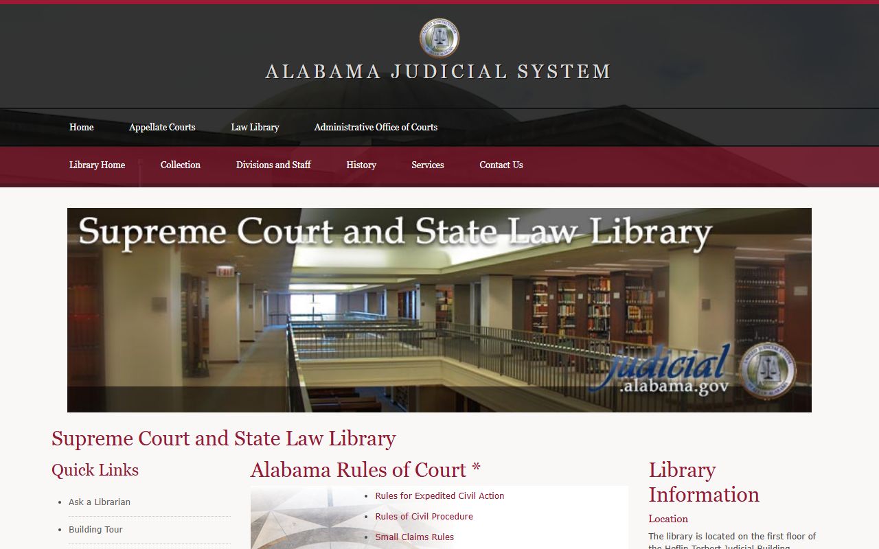 Alabama Judicial System rules of court library for Mobile County reference