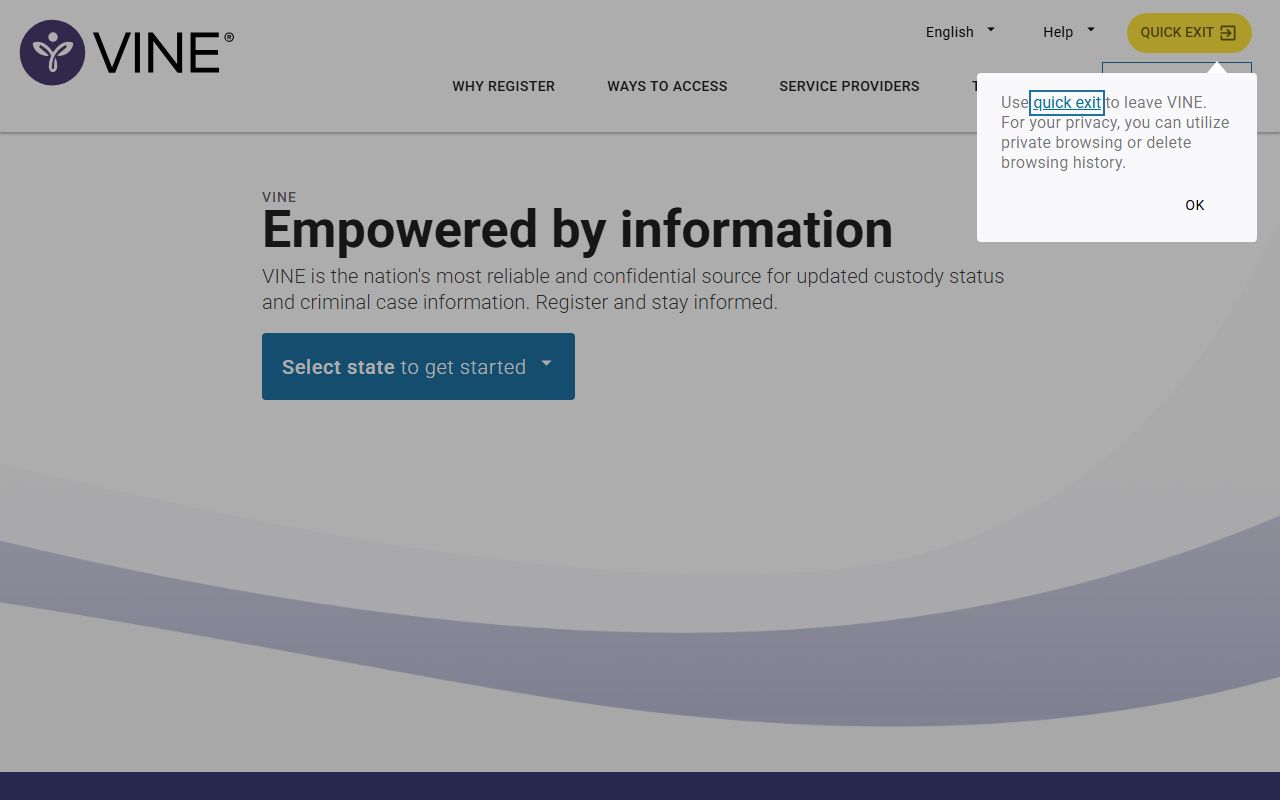 VINELink custody notification service for Mobile County released inmates
